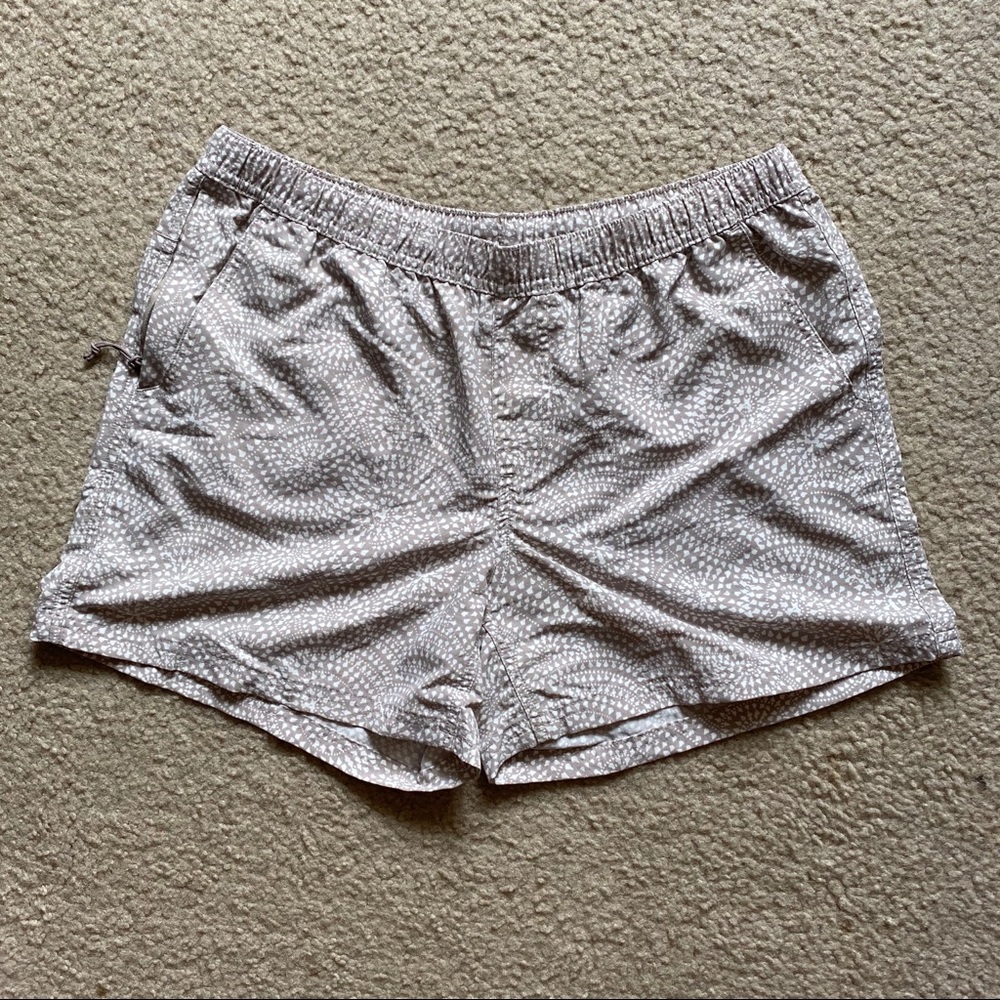 L.L. Bean white/tan patterned nylon shorts